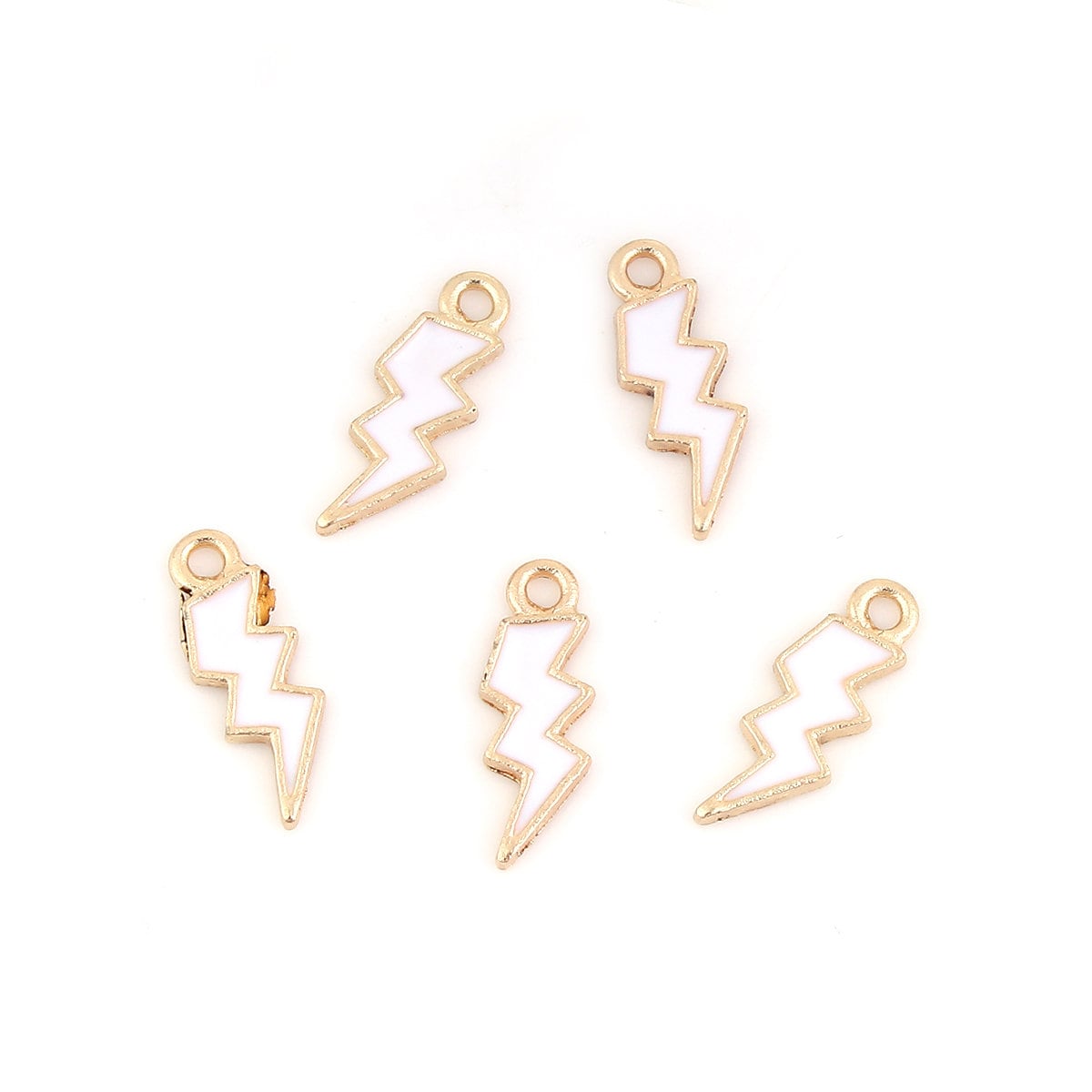 Lightning Bolt Enamel Zinc Alloy Charm (21mm x 7mm, Hole: 2mm)