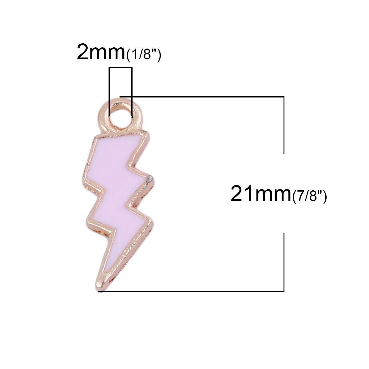Lightning Bolt Enamel Zinc Alloy Charm (21mm x 7mm, Hole: 2mm)