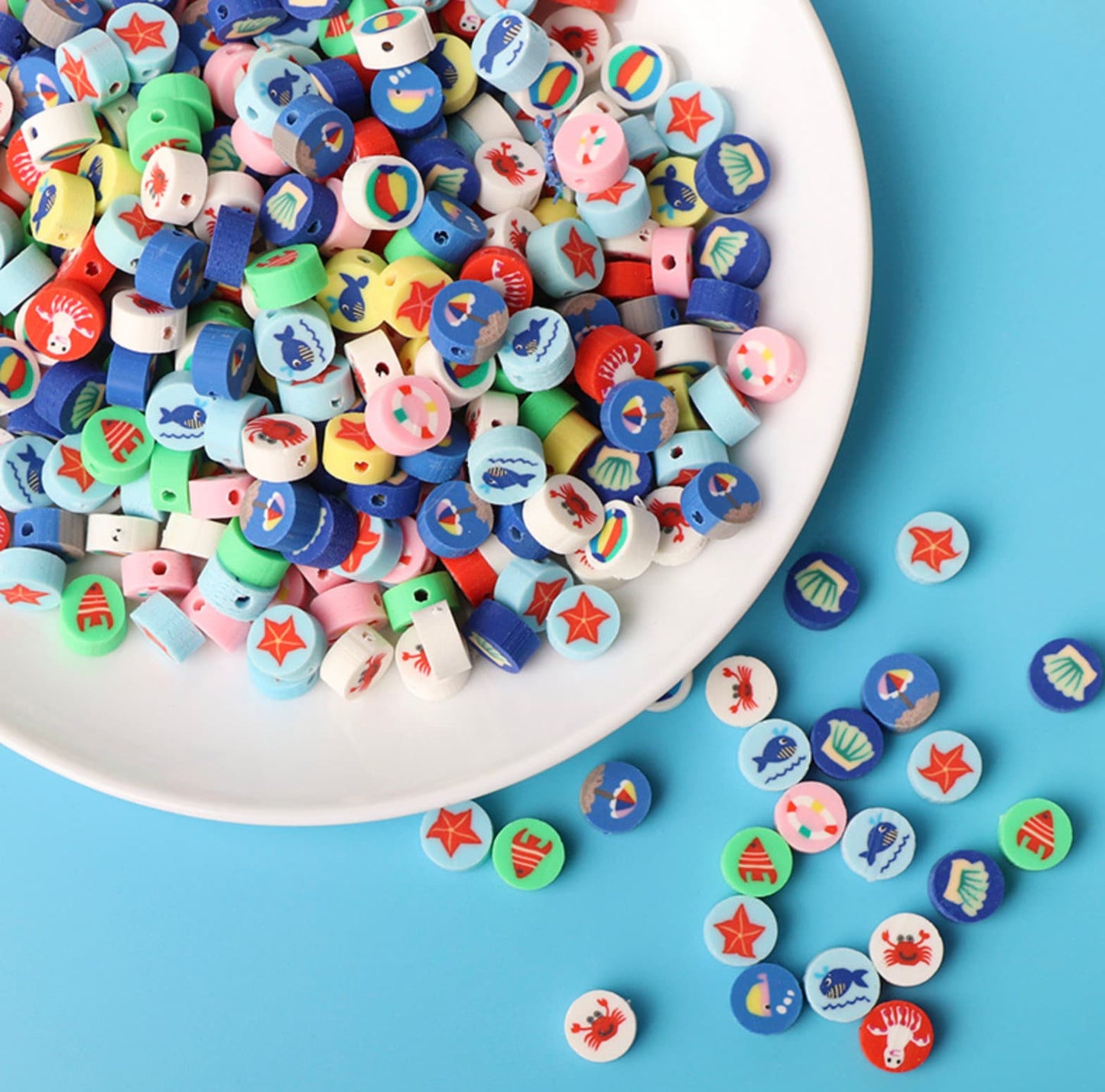 10MM Marine Life Themed Polymer Clay Beads