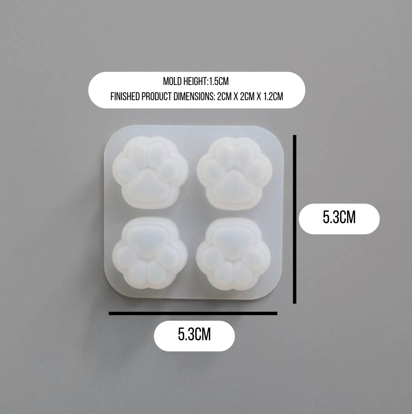 Medium Animal Paw Dog Cat Reusable Silicone Mold