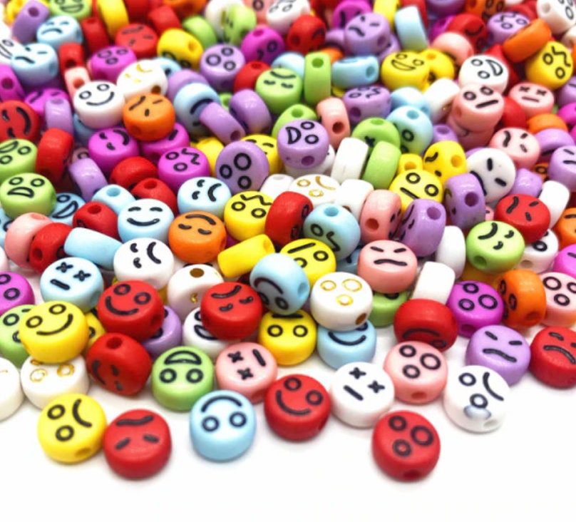 7MM Mixed Color Round Acrylic with Mixed Faces Beads (4mm x 7mm)