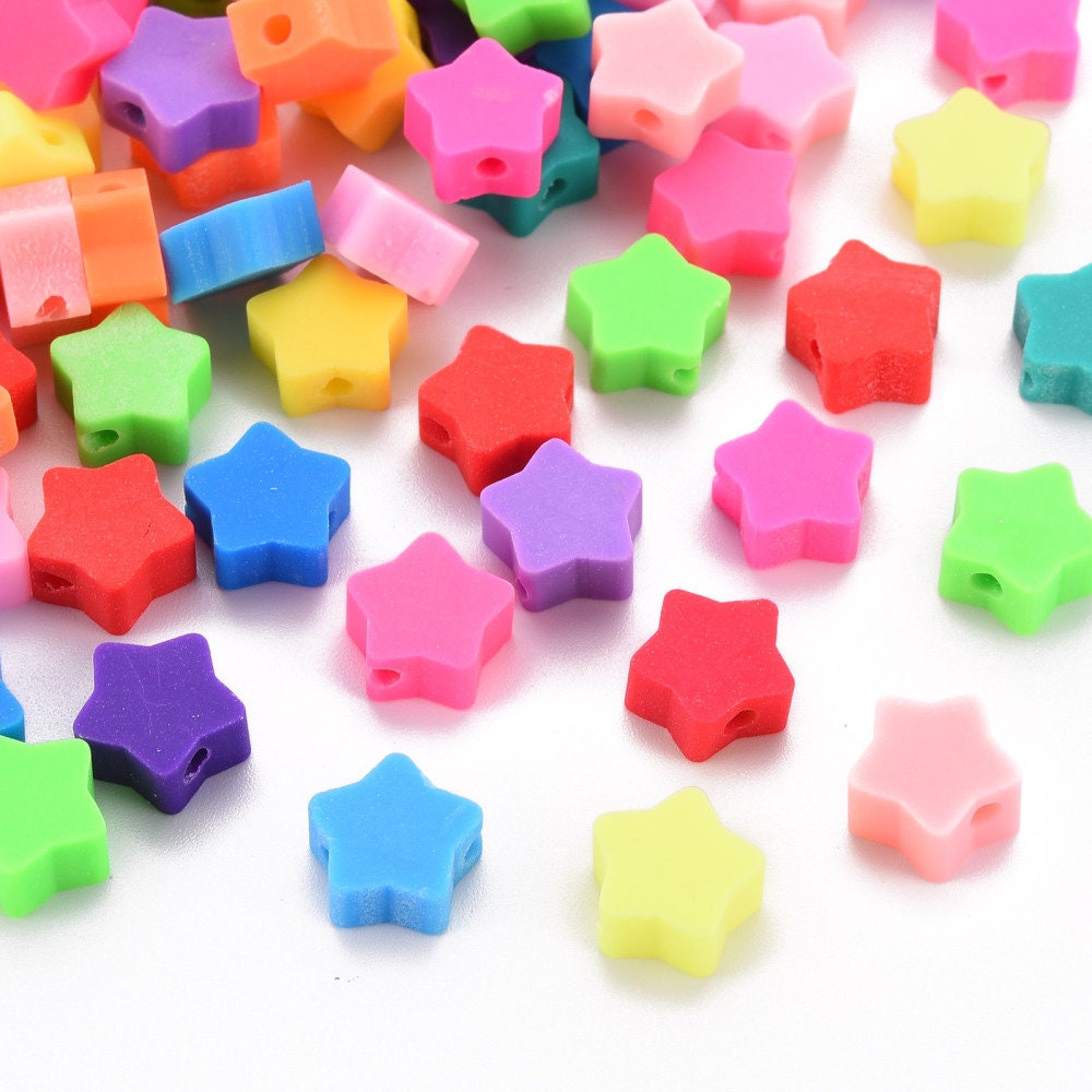 10MM Mixed Color Star Themed Polymer Clay Beads
