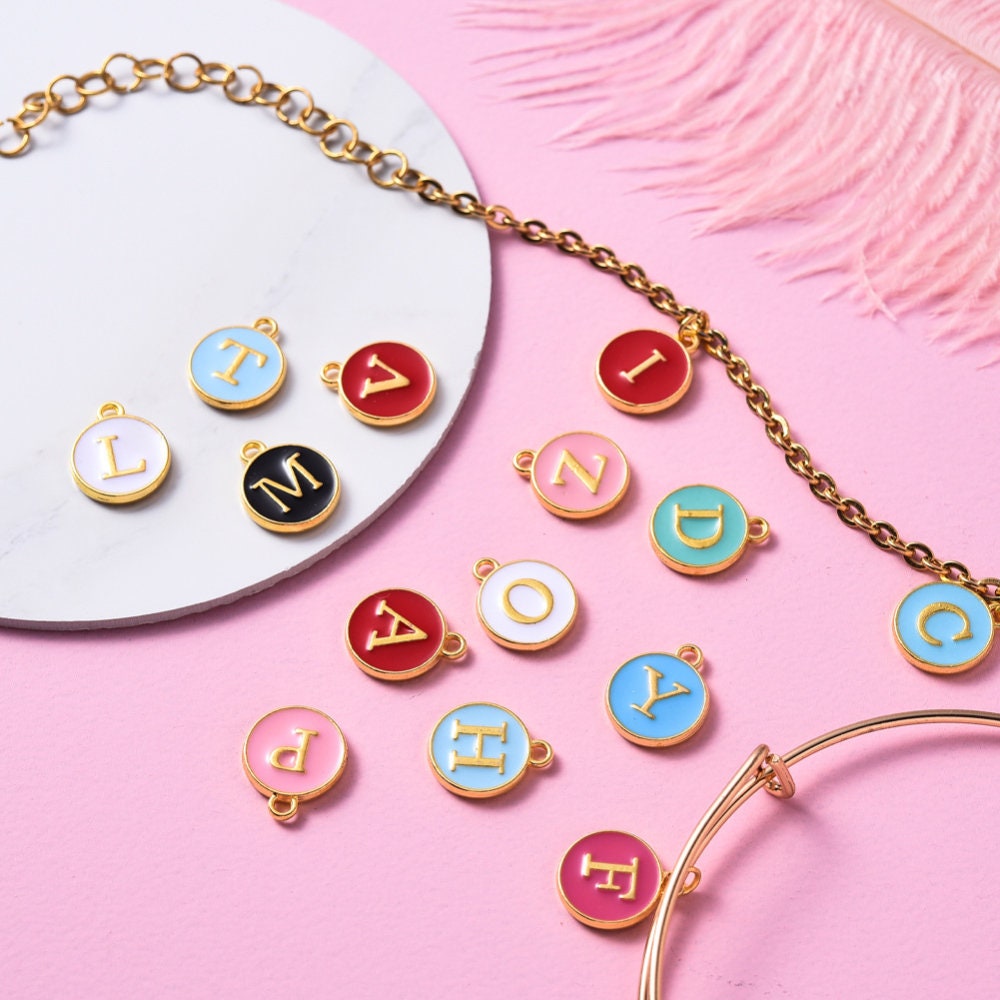 Mixed Color Oil Drop Metal letter Set (12mm x 14mm)