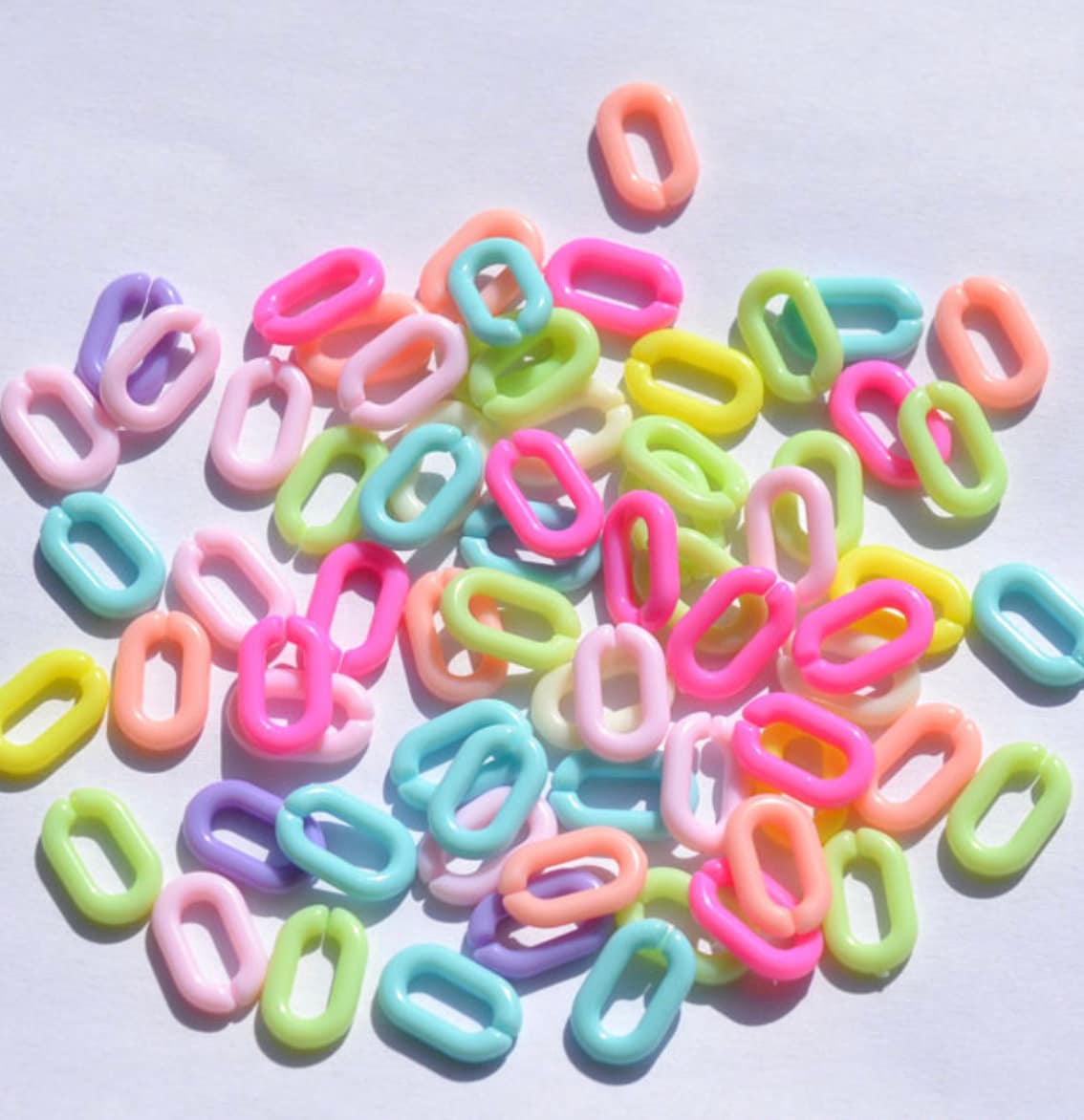 Neon Colored Acrylic Plastic Chain Links Pieces (14mm x 9mm)