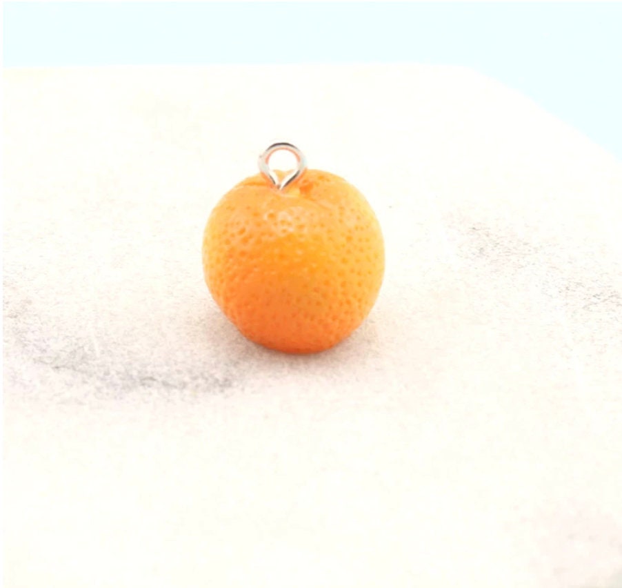 Peeled Orange and Green Oranges Charm with Eye Pin