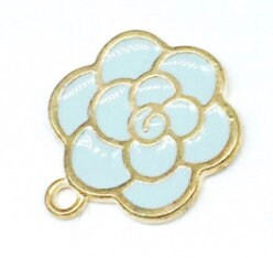Peony Flower Enamel Charm (17mm x 21mm)