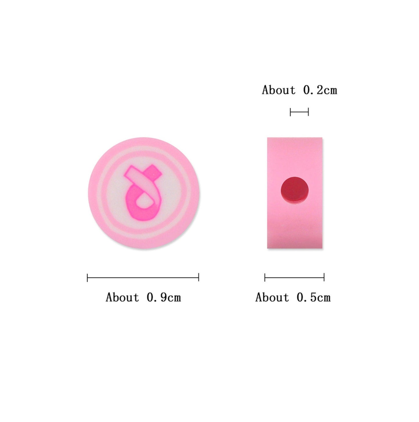10MM Pink Cancer Ribbon Themed Polymer Clay Beads