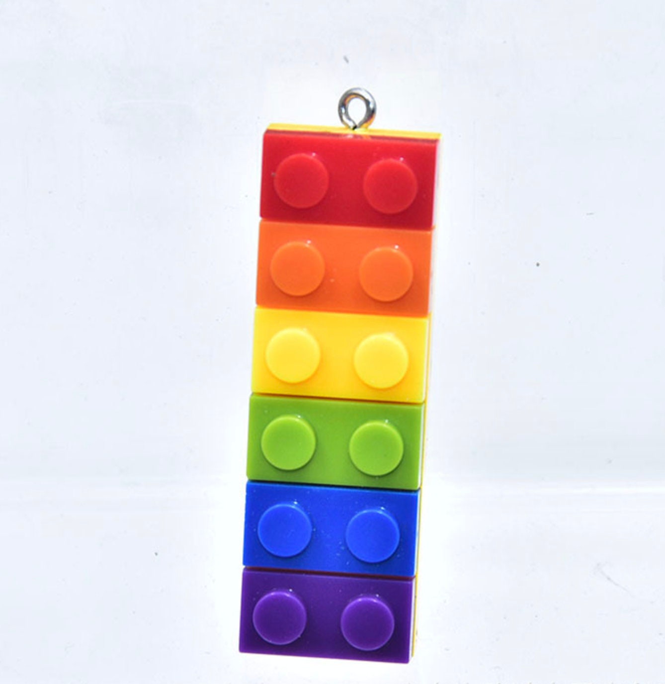 Rainbow Building Block Charm Pendant (4.8cm x 1.6cm)