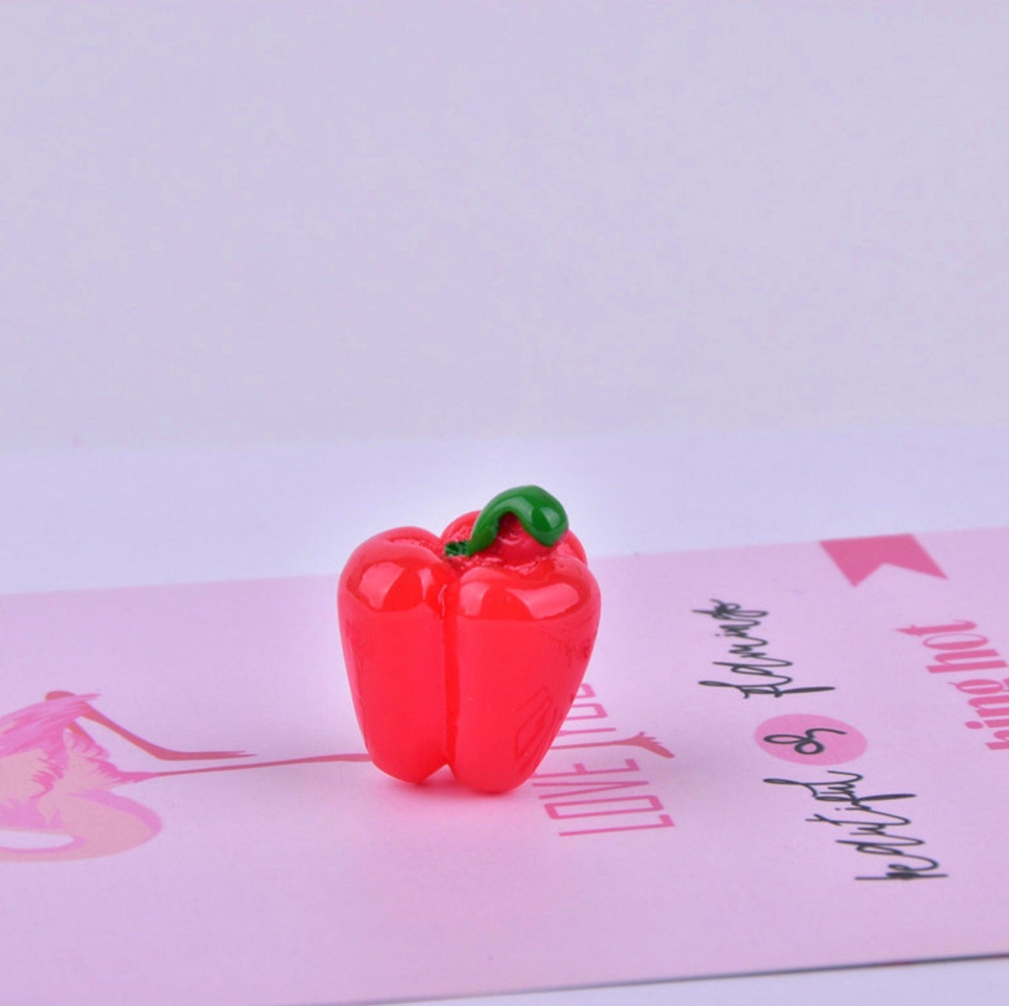 Resin Vegetable Charms (Red Pepper, Yellow Pepper, Garlic) Food Themed Charms
