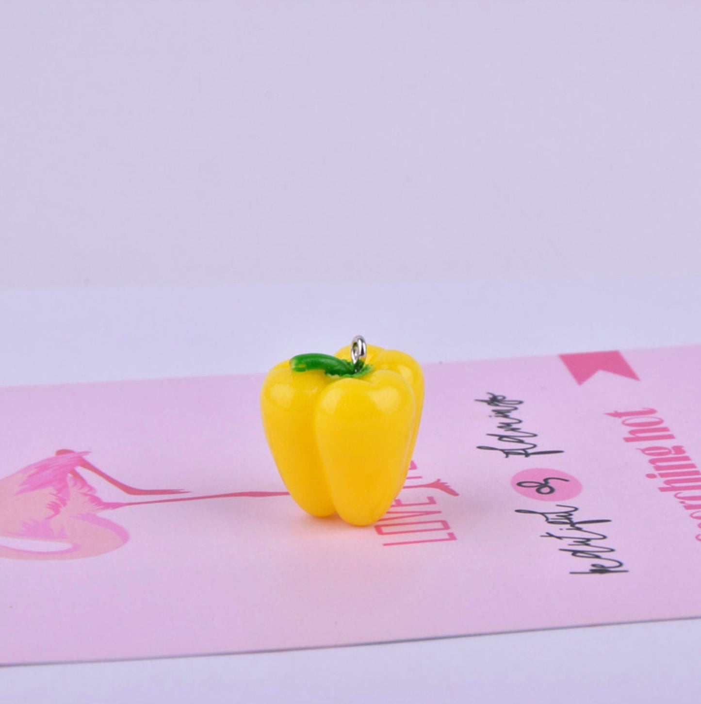 Resin Vegetable Charms (Red Pepper, Yellow Pepper, Garlic) Food Themed Charms