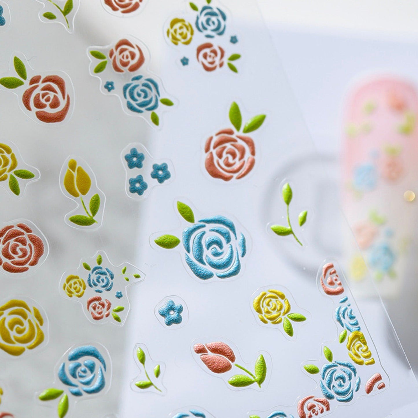 Roses All Day, Flower Themed 5D Nail Art Stickers (MN079, MN080)