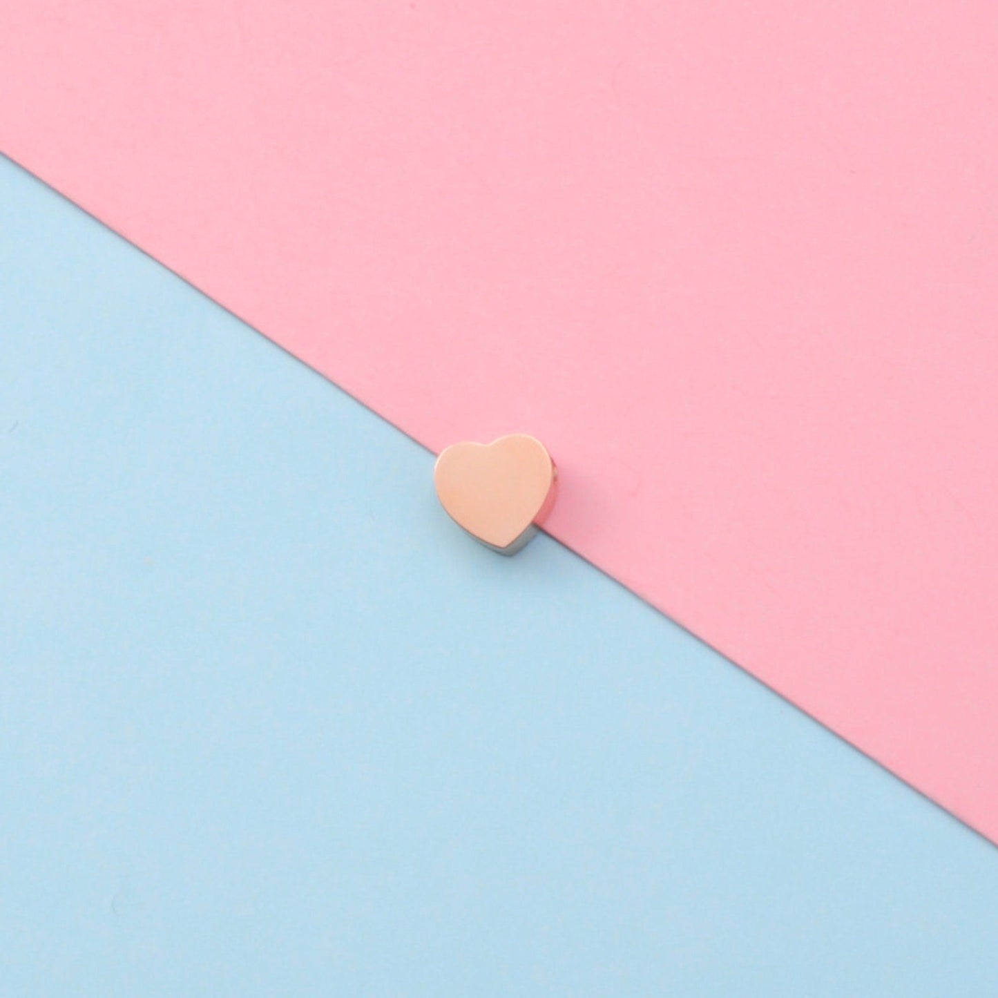 Silver, Gold, Rose Gold Stainless Steel Heart Charms