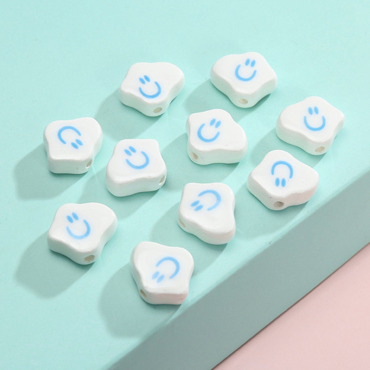 Happy Face Cloud Shaped Ceramic Beads