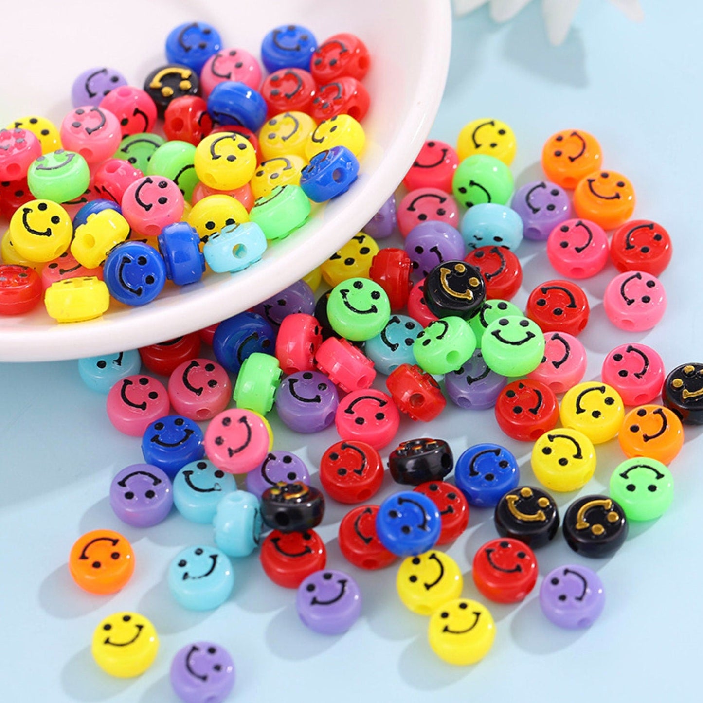 10MM x 6MM Solid/Transparent Colorful Mixed Color Smiley Face Beads