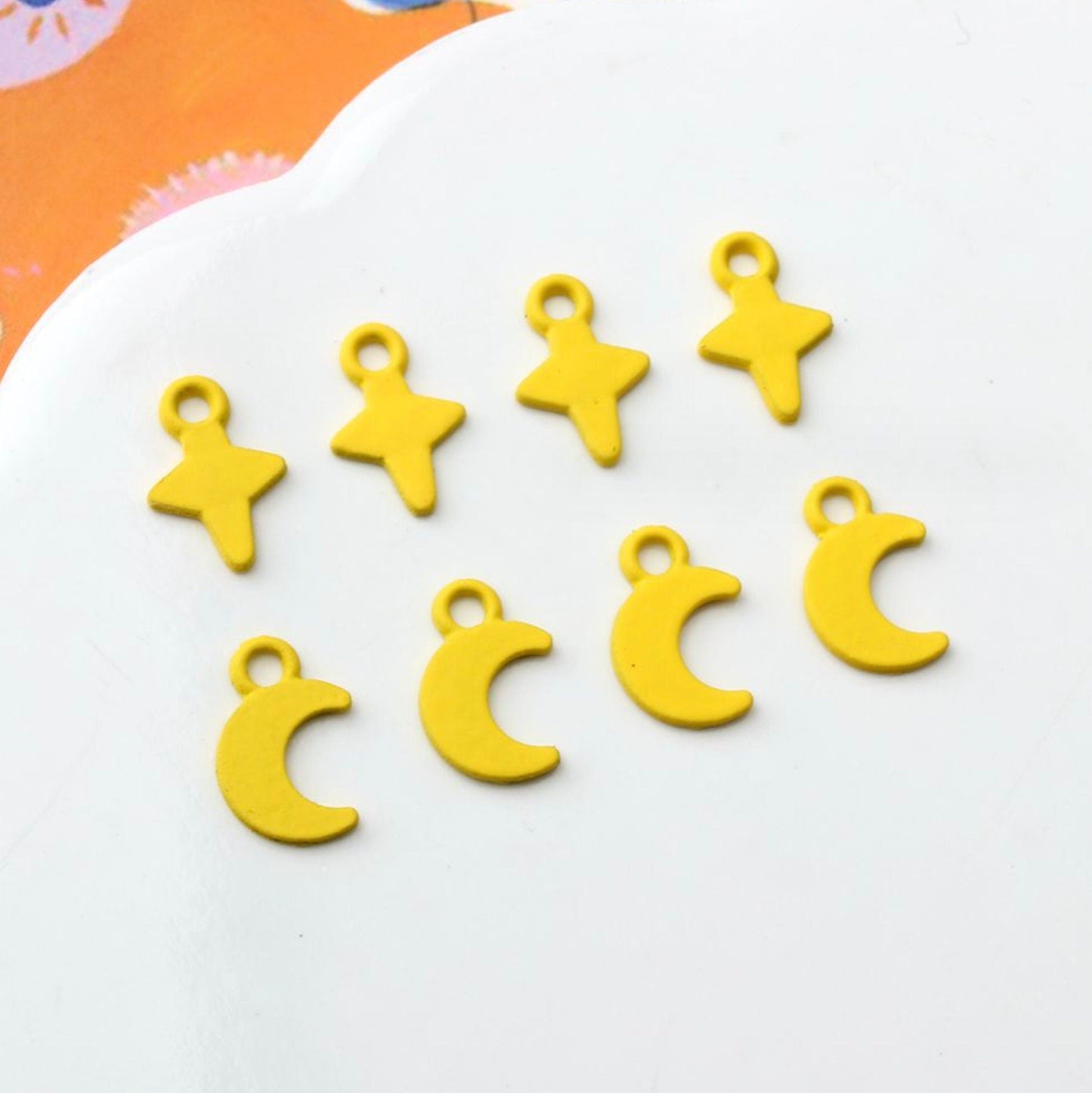 Sparkling Sky Themed Moon and Star Alloy Enamel Charm