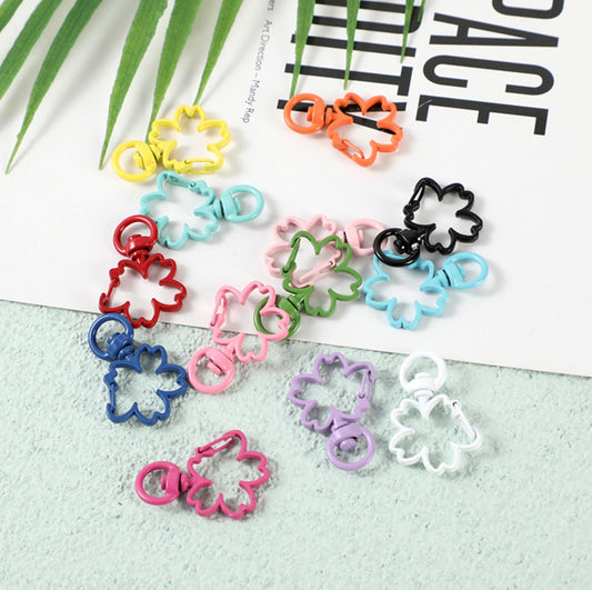 Spray Painted Mixed Color Metal Sakura Flower Key Rings