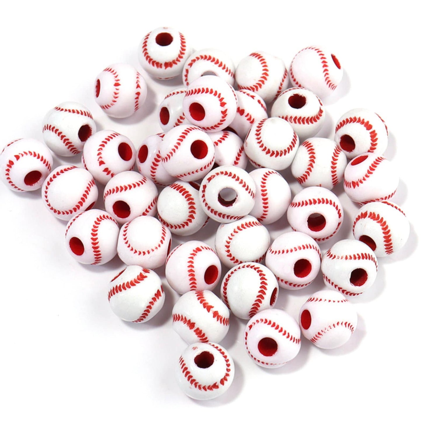 Sports Themed Acrylic Beads (Baseball, Basketball, Tennis, Football, Softball)
