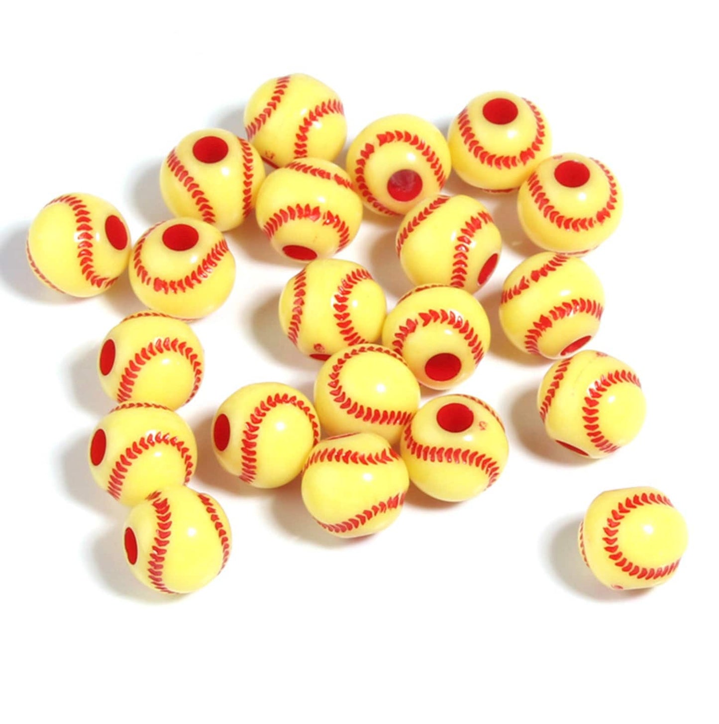 Sports Themed Acrylic Beads (Baseball, Basketball, Tennis, Football, Softball)