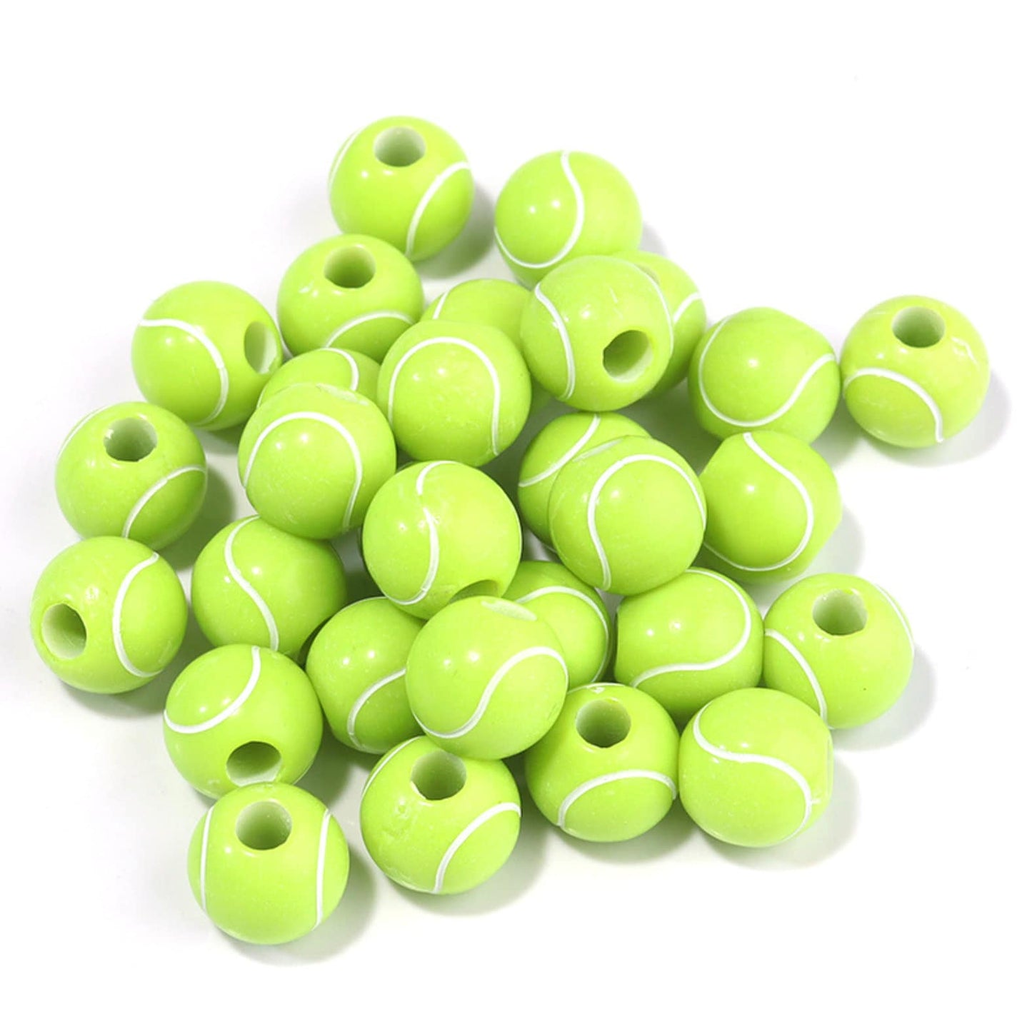 Sports Themed Acrylic Beads (Baseball, Basketball, Tennis, Football, Softball)
