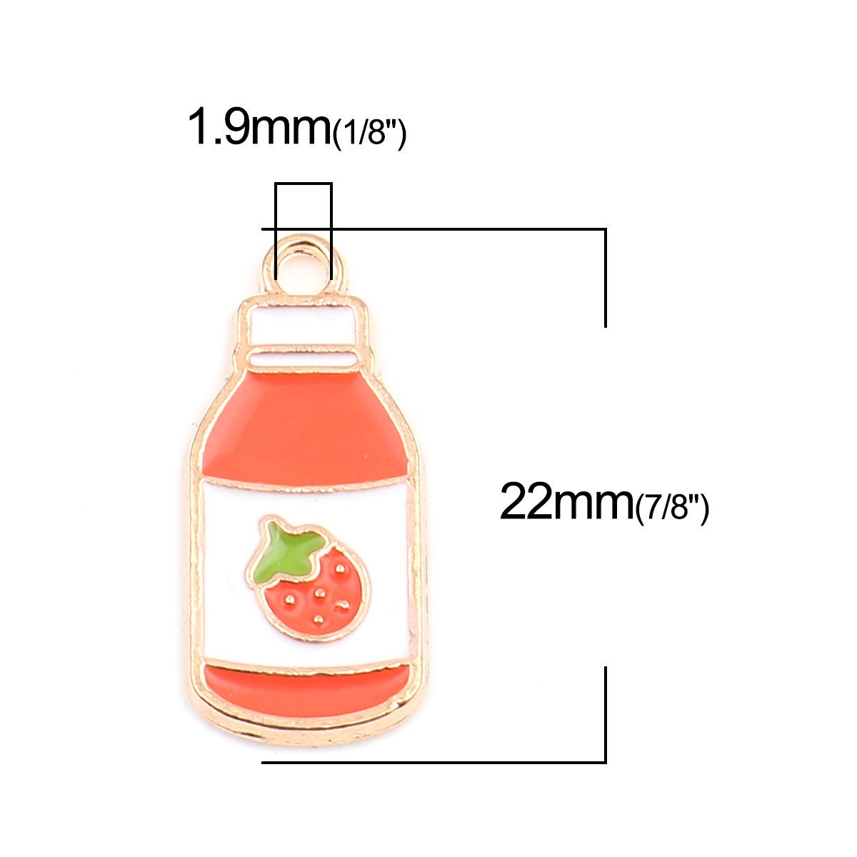 Strawberry Drink Enamel Charm (22mm x 10mm)