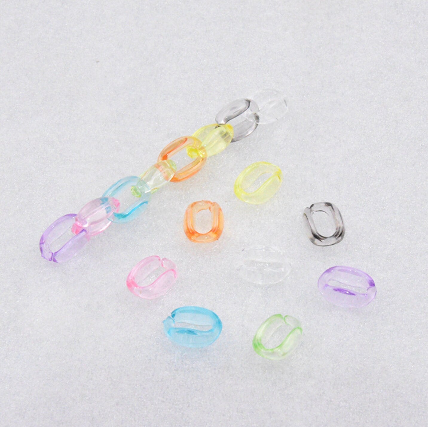 Transparent Rainbow Colored Acrylic Plastic Chain Links(16mm x 11mm)