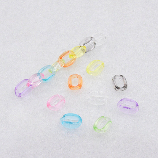 Transparent Rainbow Colored Acrylic Plastic Chain Links(16mm x 11mm)