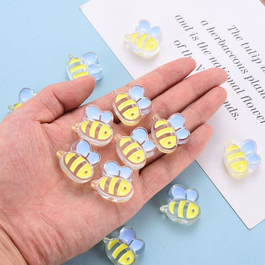 Chunky Transparent Yellow Bee Acrylic Bead (23.5x26mm)