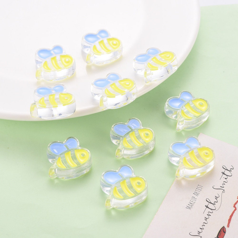 Chunky Transparent Yellow Bee Acrylic Bead (23.5x26mm)