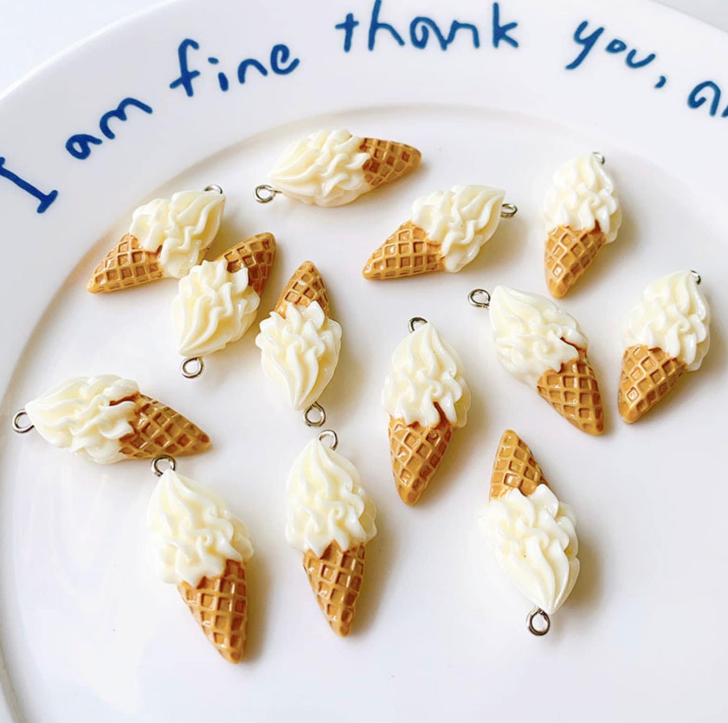 Vanilla/Chocolate Soft Serve Ice Cream Cone Acrylic Charm (2.7cm x 1.4cm)