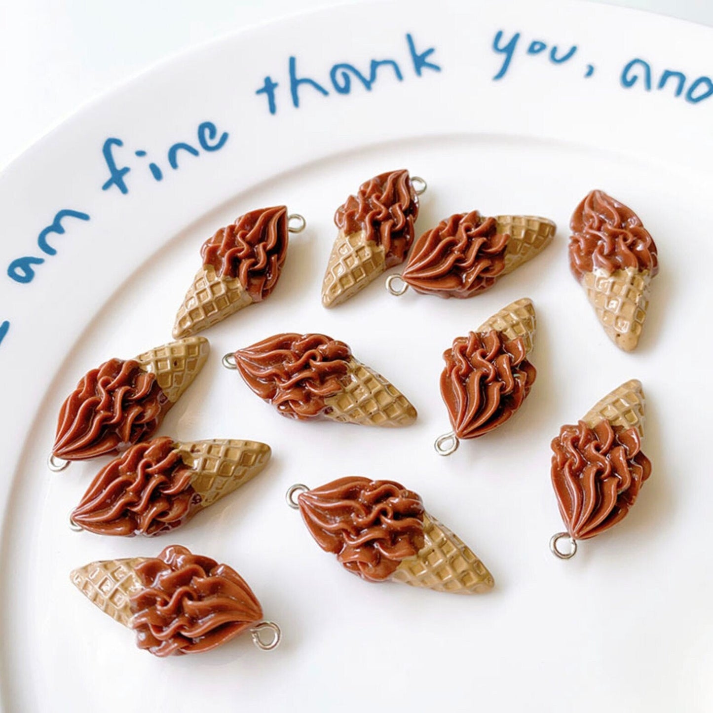 Vanilla/Chocolate Soft Serve Ice Cream Cone Acrylic Charm (2.7cm x 1.4cm)