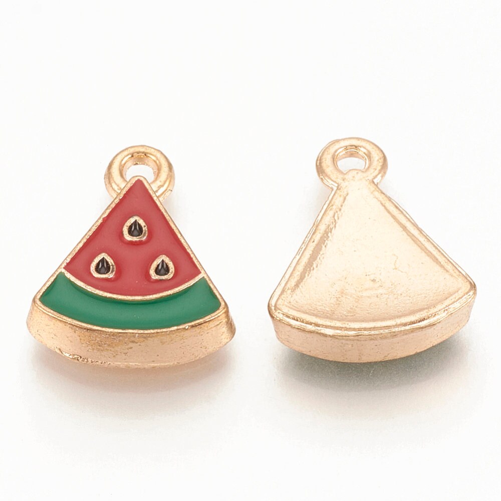 Watermelon Slice Enamel Charm (15mm x 12mm x 3mm)