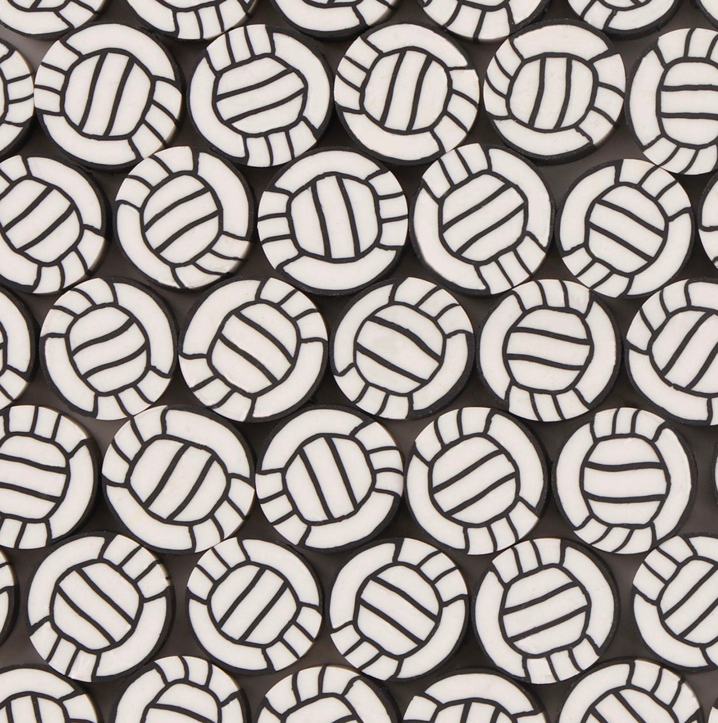 10MM White Volleyball, Sports Themed Polymer Clay Beads