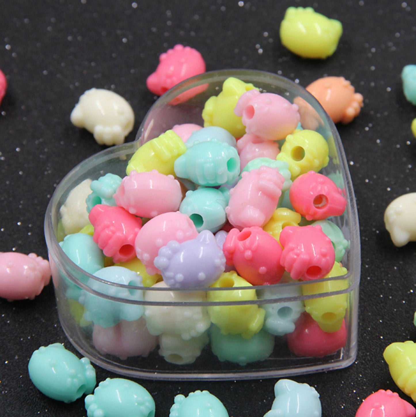 BULK 14MM Kitty with Bow Acrylic Bead (Available in Matte or Shiny)