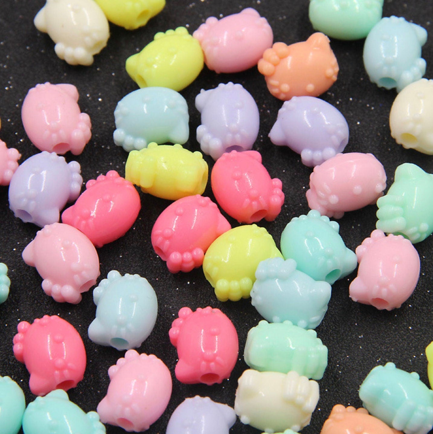 BULK 14MM Kitty with Bow Acrylic Bead (Available in Matte or Shiny)