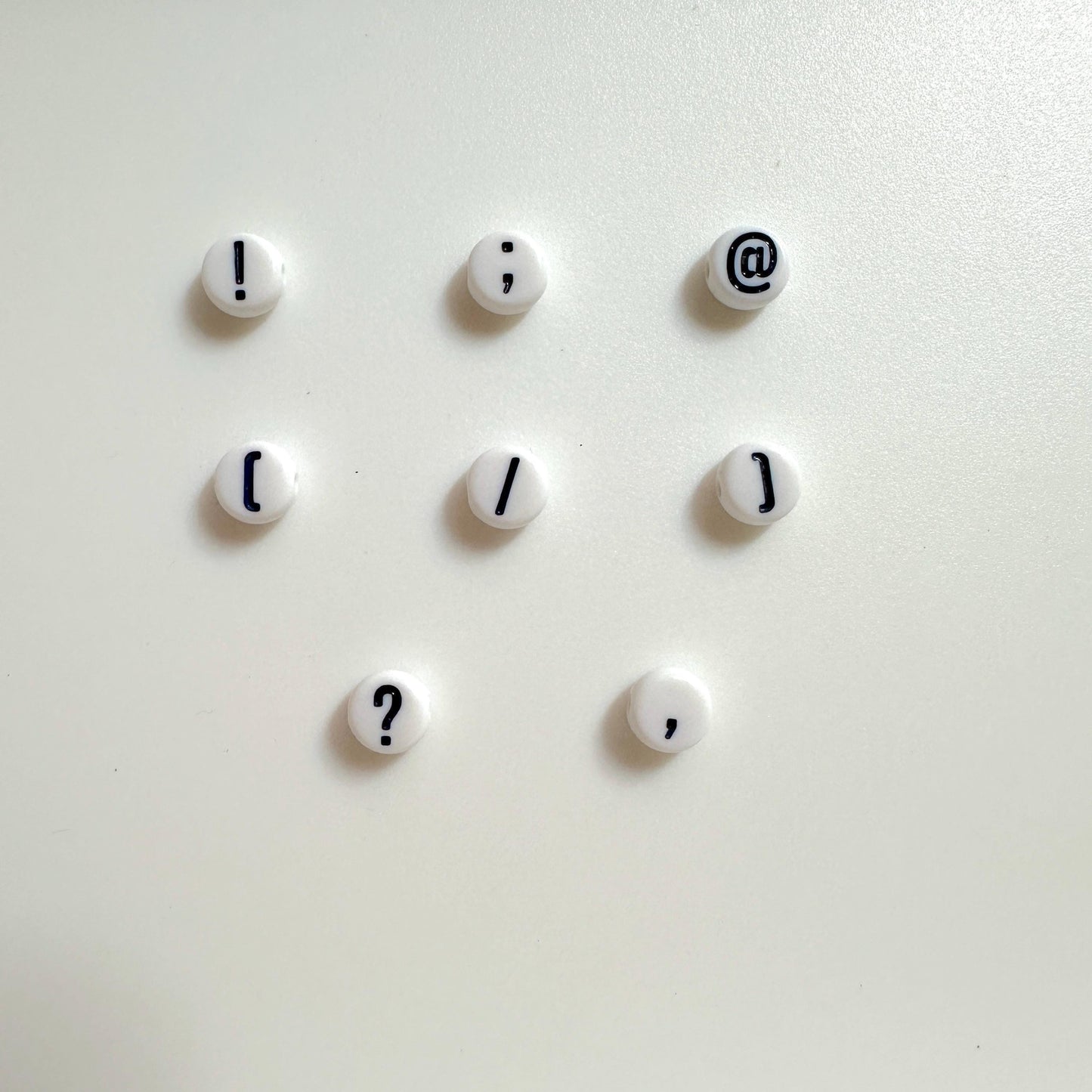 BULK Symbol Pack #2, Uncommon Punctuation Mark Acrylic Beads (!,@?;.:') 4mmx7mm)