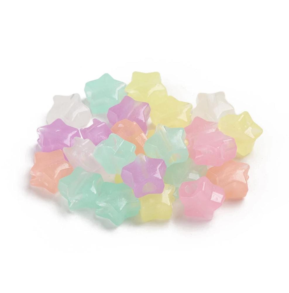 BULK 12.5MM Glow-in-the-dark Star Shaped Acrylic Spacer Beads