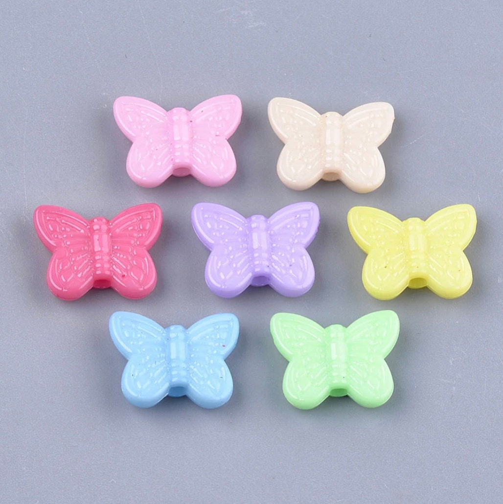 BULK Light/Dark Pastel Acrylic Butterfly Spacer Beads (13MM)