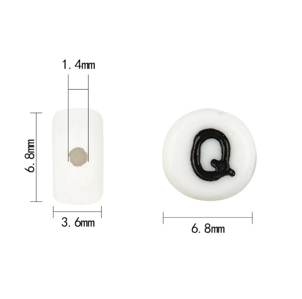 BULK Black Flat Round Acrylic with White Happy Face Beads (4mm x 7mm)