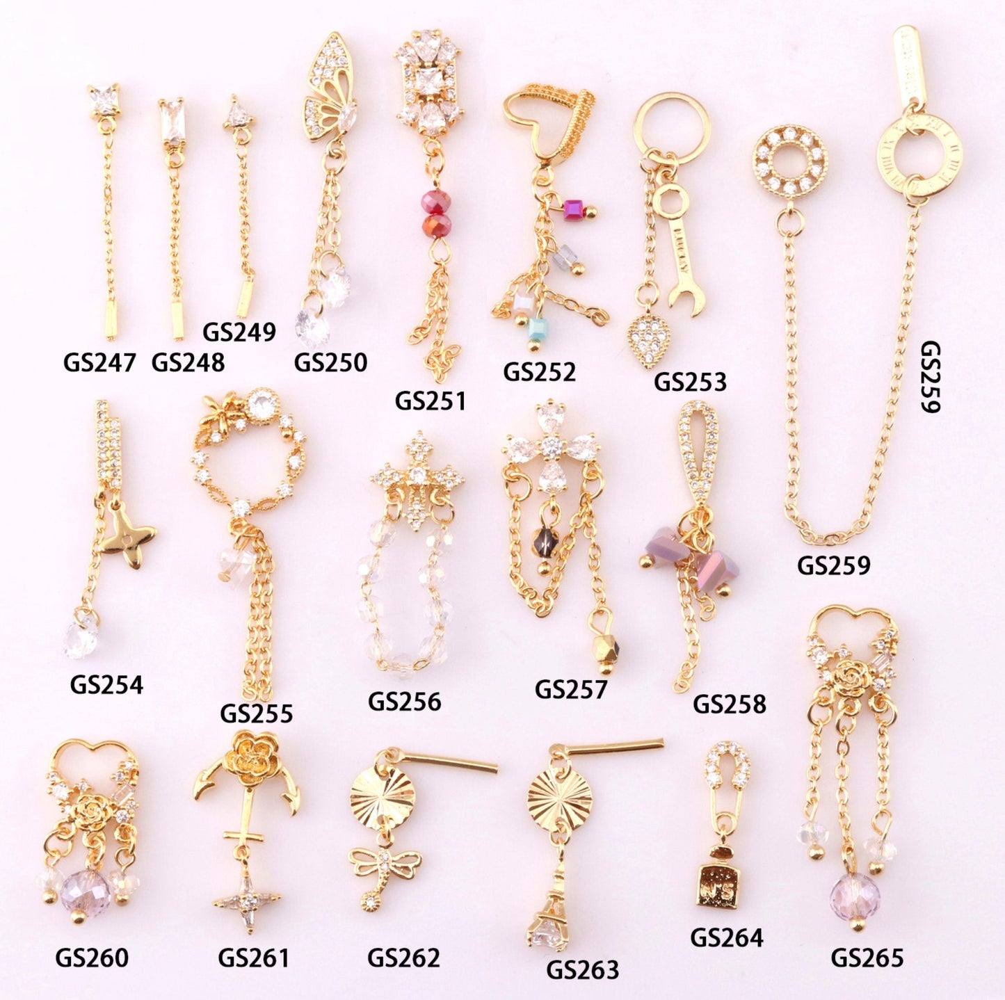 3D Long Rhinestone Chain Style Add-Ons Nail Art Charms