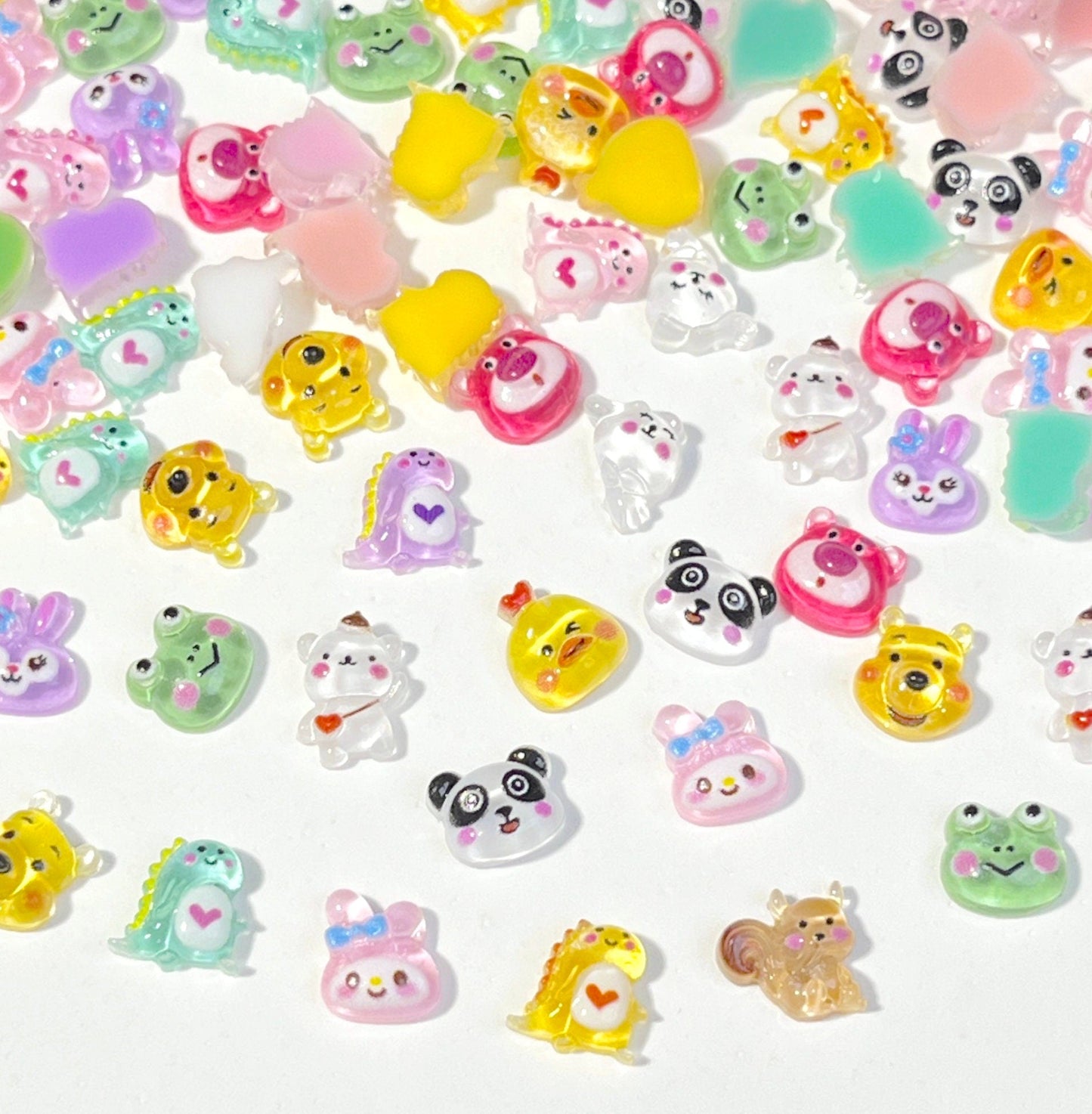 Cute Mixed Animal Themed 3D Nail Art Charms, Mini Cabochon