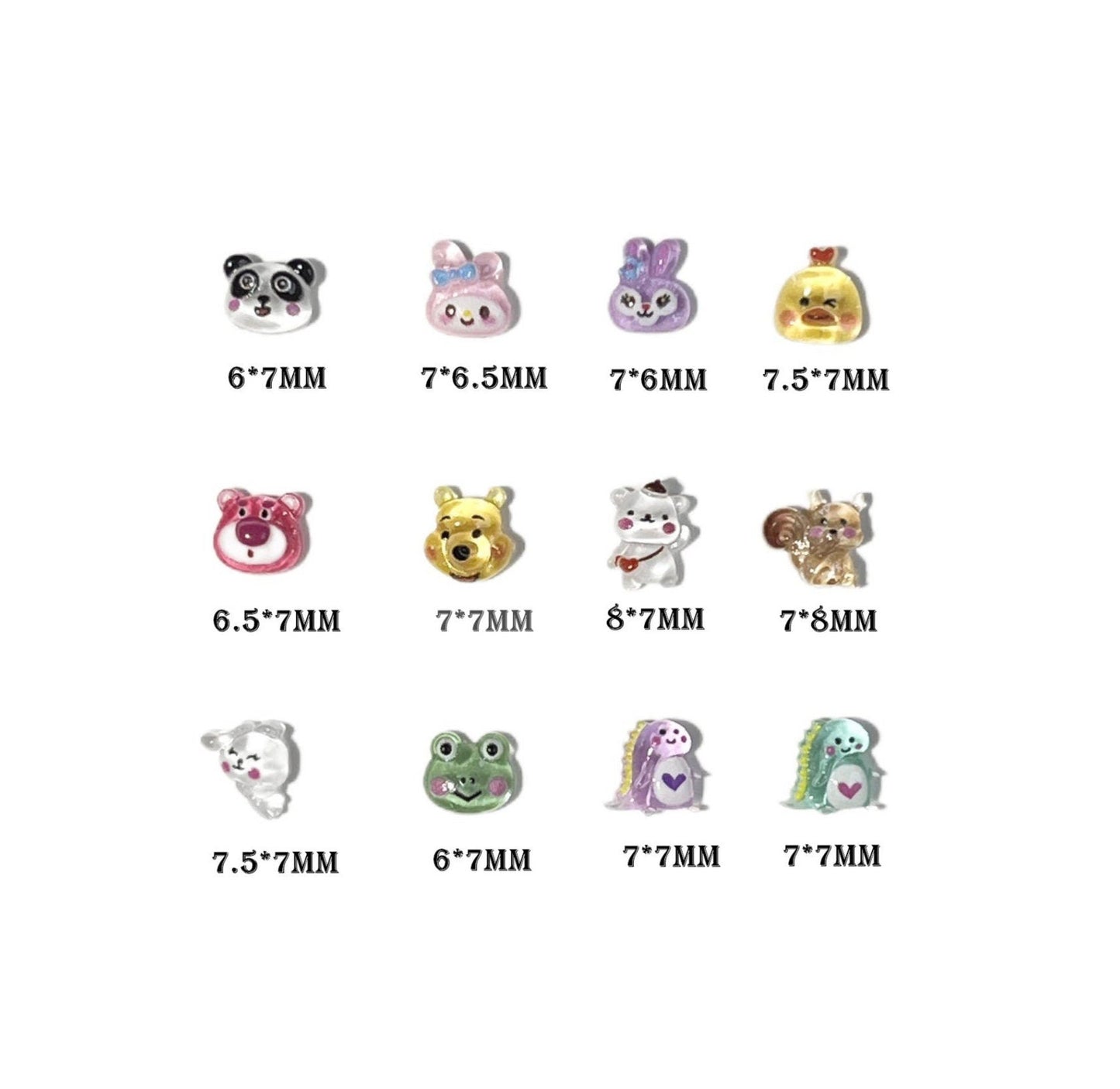 Cute Mixed Animal Themed 3D Nail Art Charms, Mini Cabochon