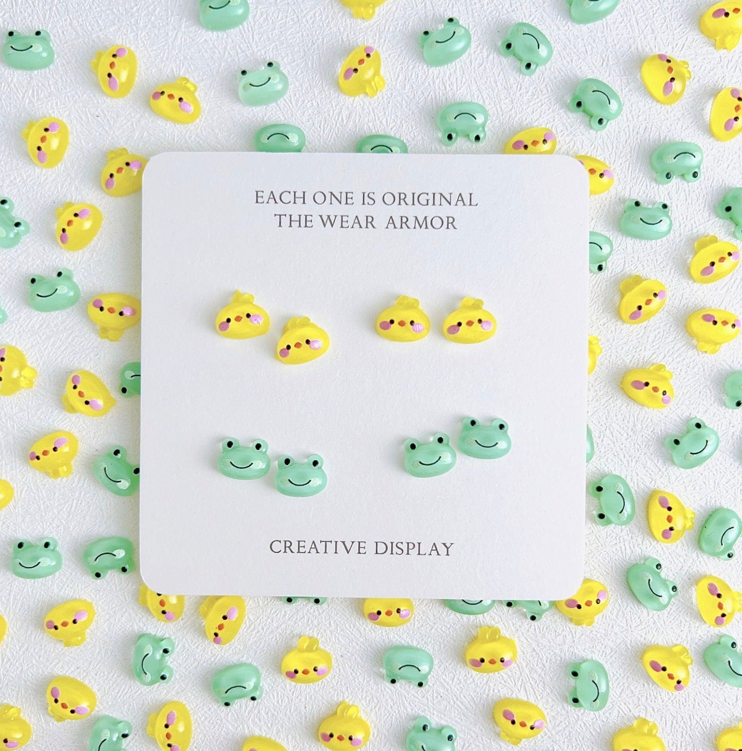 Goofy Frog and Duck, Animal Themed 3D Nail Art Charms, Mini Cabochon