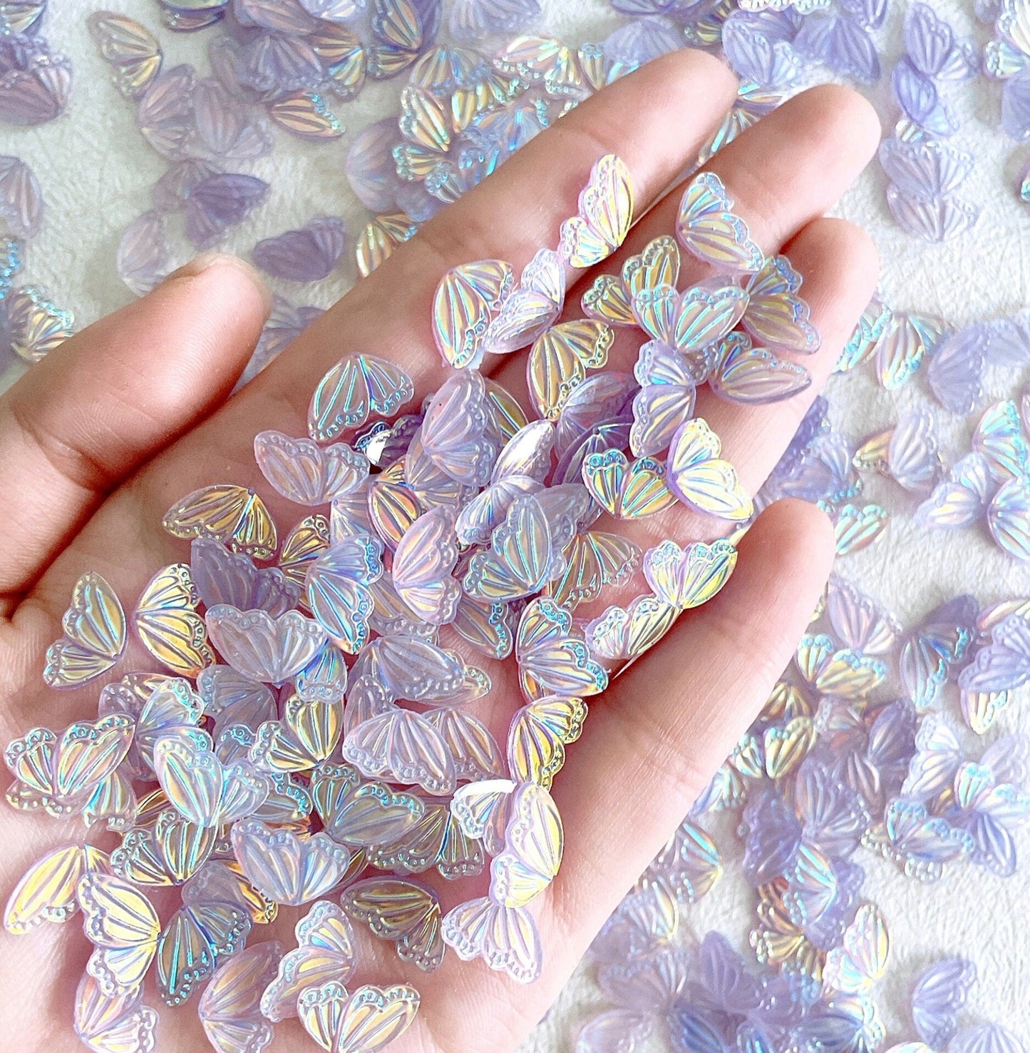 Iridescent Half Butterfly Wing, Animal Themed 3D Nail Art Charms, Mini Cabochon