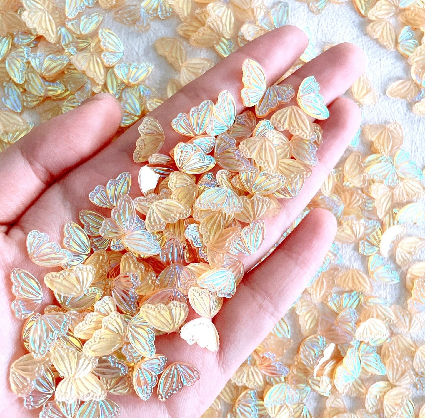 Iridescent Half Butterfly Wing, Animal Themed 3D Nail Art Charms, Mini Cabochon