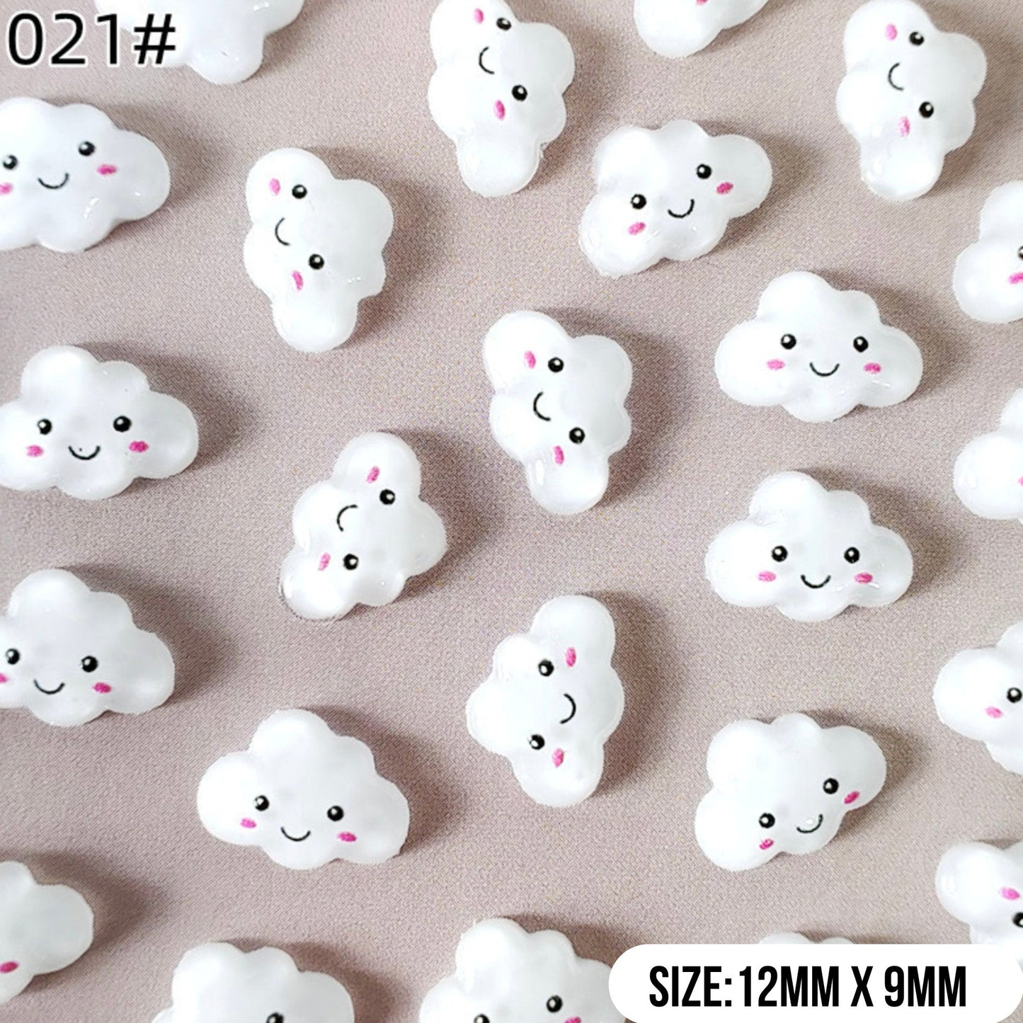 Kawaii Happy Blushing White Cloud, Weather Theme Nail Art Charm, Mini Cabochon