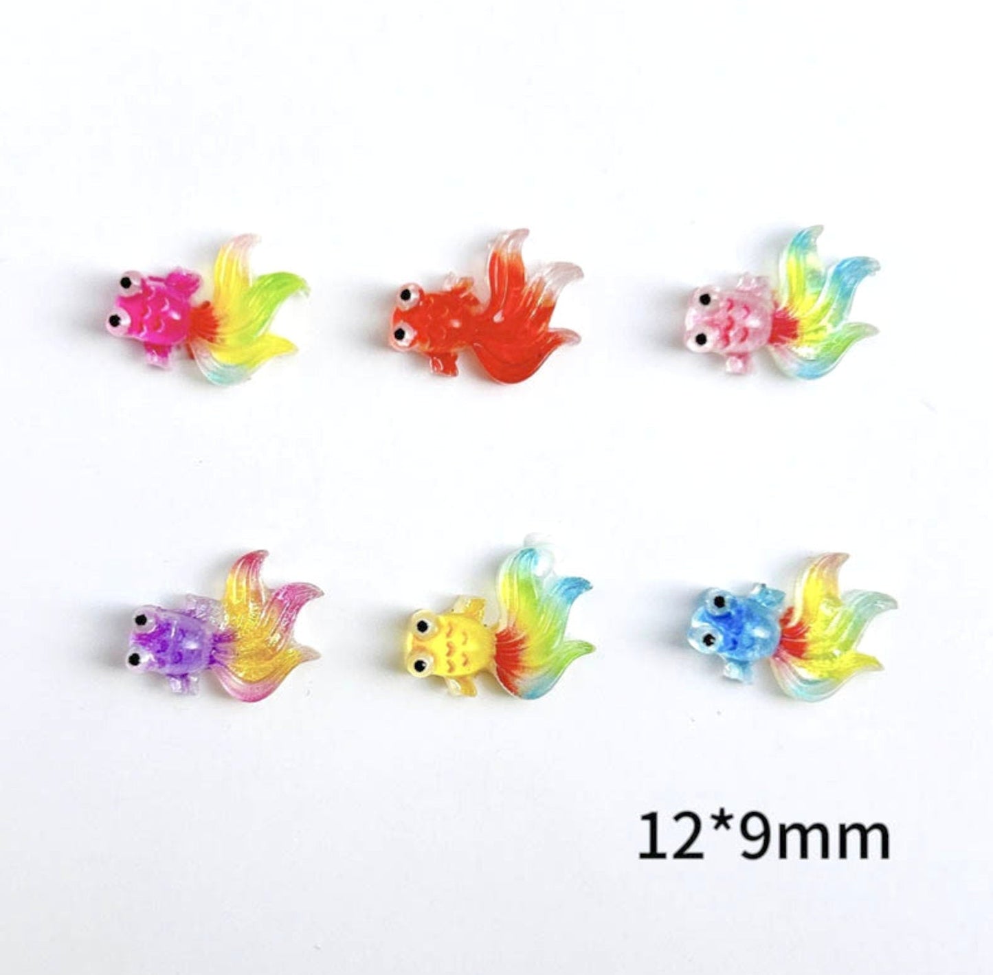 Mixed Gradient Color Goldfish, Animal Themed 3D Nail Art Charms, Mini Cabochon