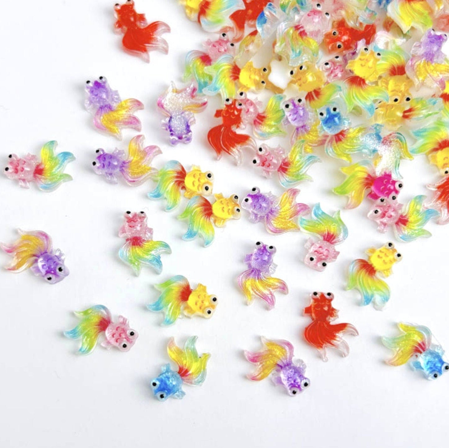 Mixed Gradient Color Goldfish, Animal Themed 3D Nail Art Charms, Mini Cabochon