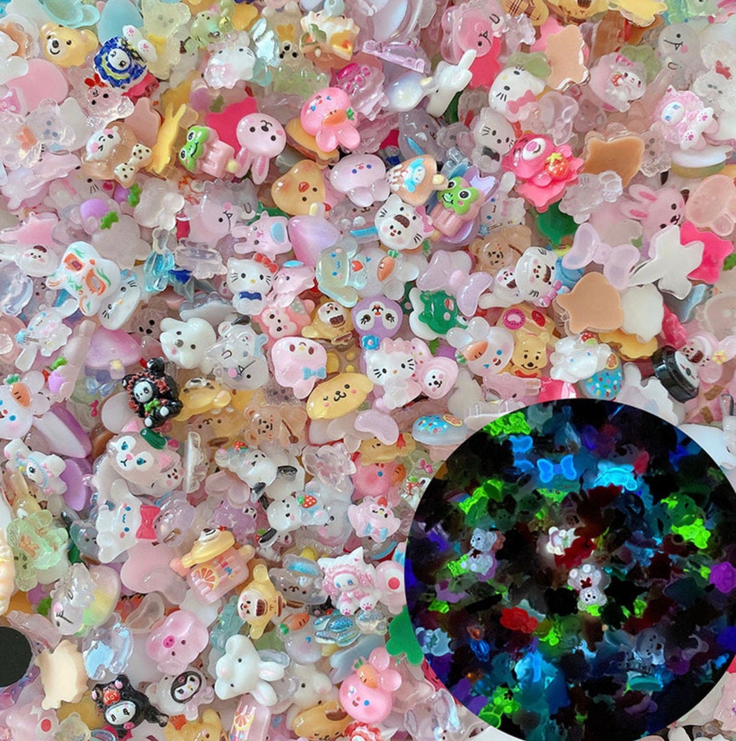 Random Mix of Cartoon Characters Themed 3D Nail Art Charms, Mini Cabochon