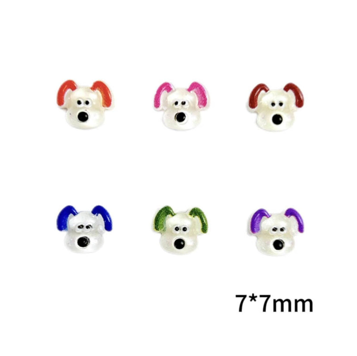Random Mix of Colored Dogs, Animal Themed 3D Nail Art Charms, Mini Cabochon