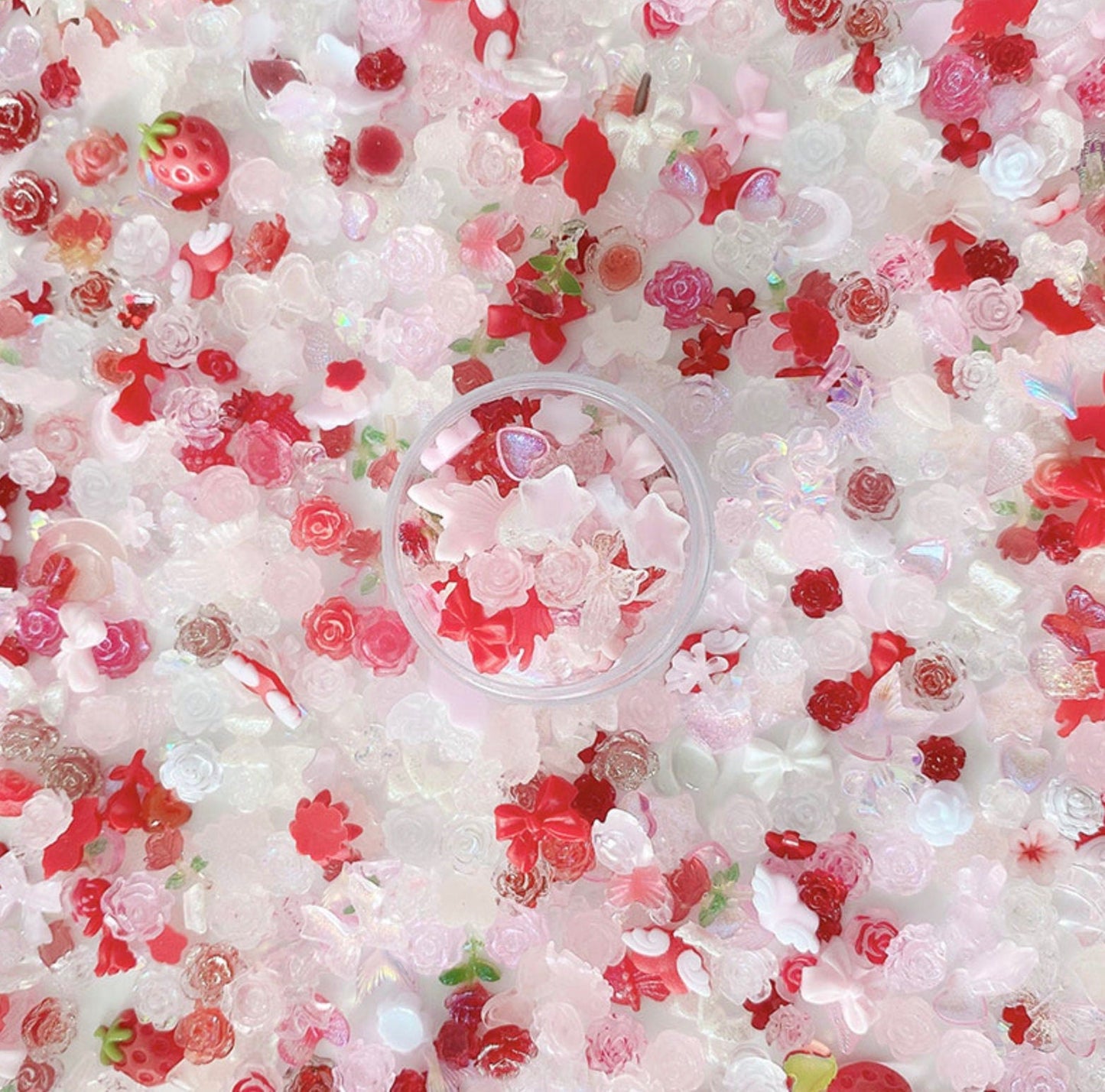 Red, Pink and White Random Mix,Valentine's Day Nail Art Charms, Mini Cabochon